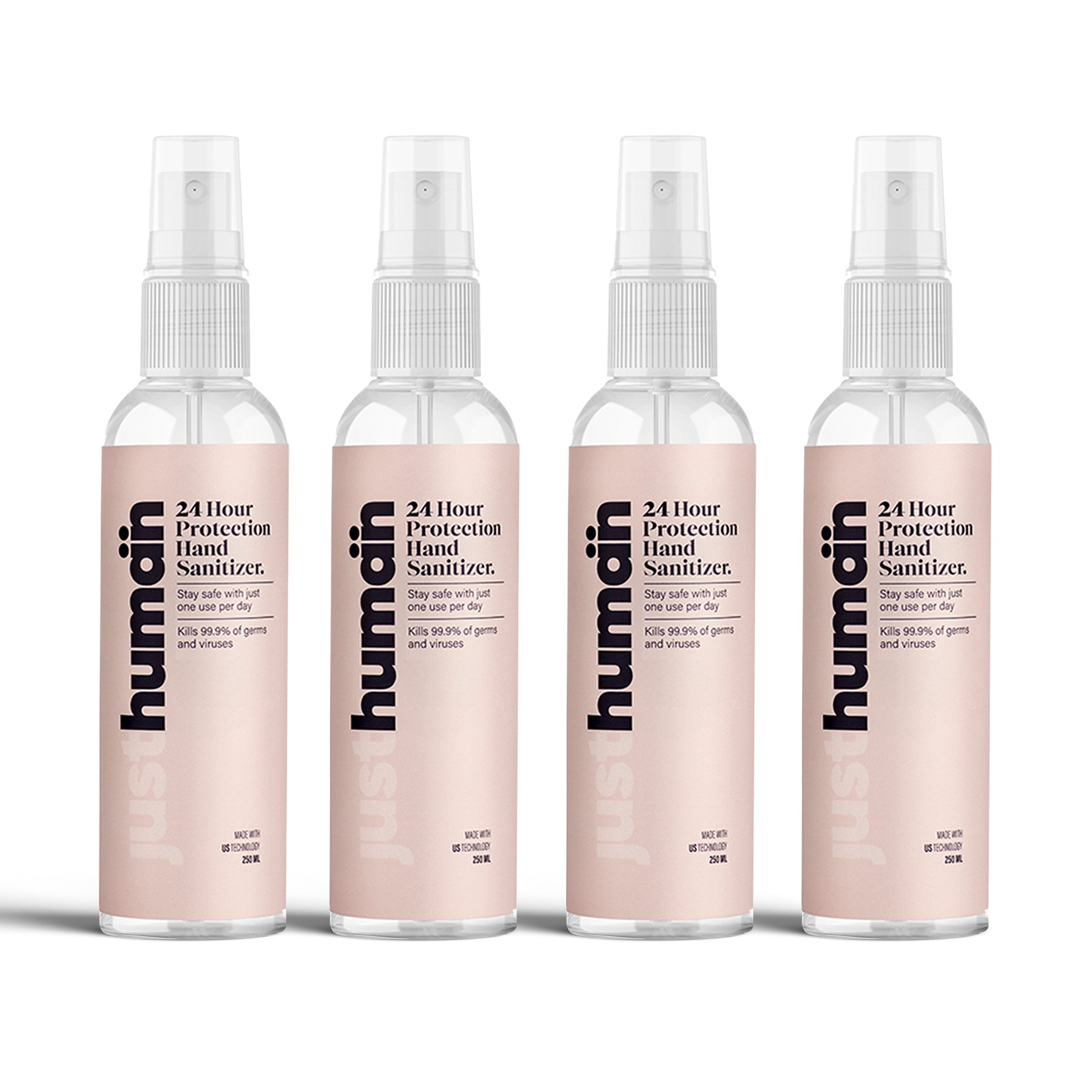 Just Human 24 Hour Protection Hand Sanitizer - 250 ML (Pack of 4)